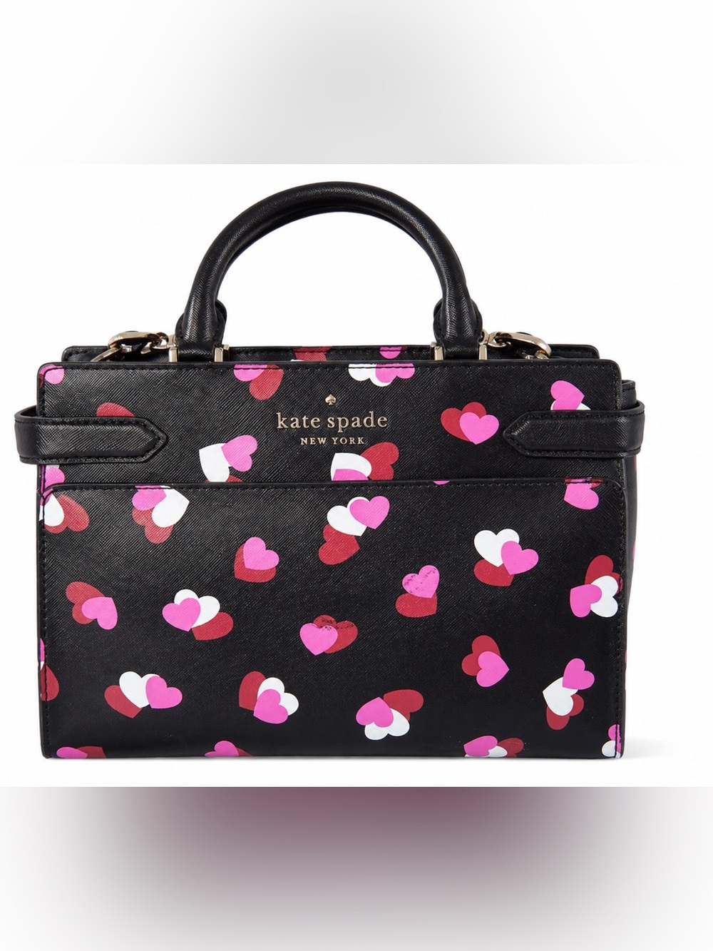 Kate Spade Staci Medium Satchel Heart Print Crossbody Bag